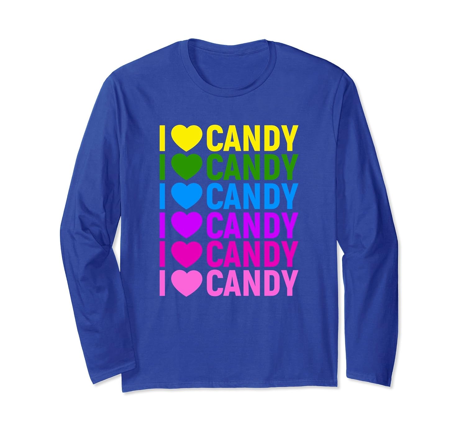 I Love Candy Cute Colorful Heart Halloween Long Sleeve-Rose