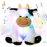 Cuteoy Glowing LED Cow Light-up Nightlight Toys Musical Plush Stuffed Animal Soft Singing Lullabies Birthday Christmas Plushies Gifts for Kids Boys Girls,10"