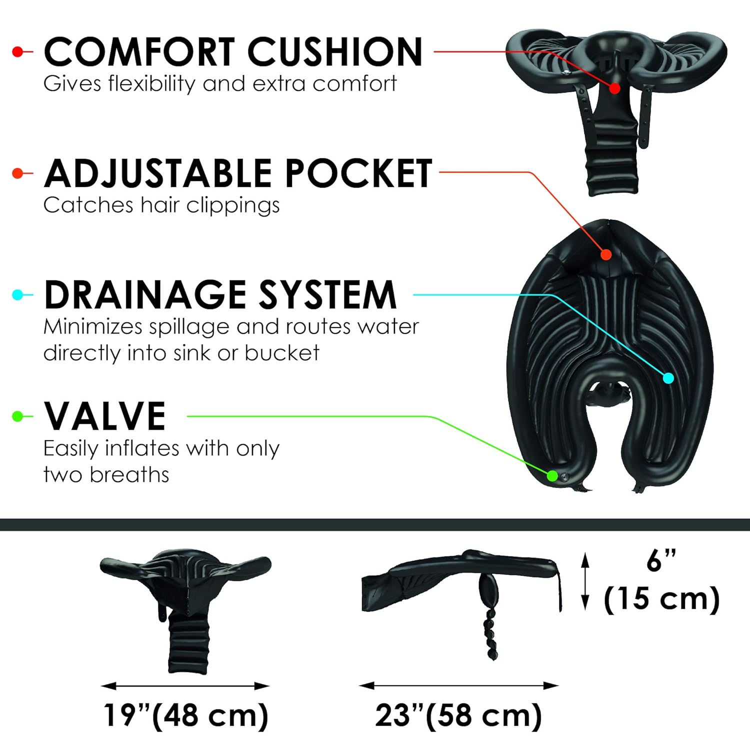 Mobile Salon - Portable Inflatable Rinse Basin for Washing and Cutting Hair at Home and in Bed without a Salon Chair: Beauty