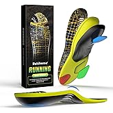 Bukihome Sport Insoles for Men Women - Arch Support Orthotics Inserts - Shock Absorption and Cushioning for Running Walking - Comfortable Insole for Standing All Day - (Black, S)
