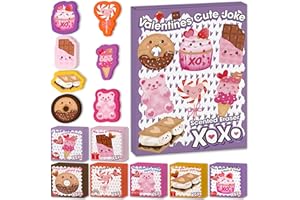 Peabownn Food Puns Scented Valentines Eraser Cards - 28 Pack with 7 Fun Designs & Fruity Scents, Perfect for Kids Ages 3-12
