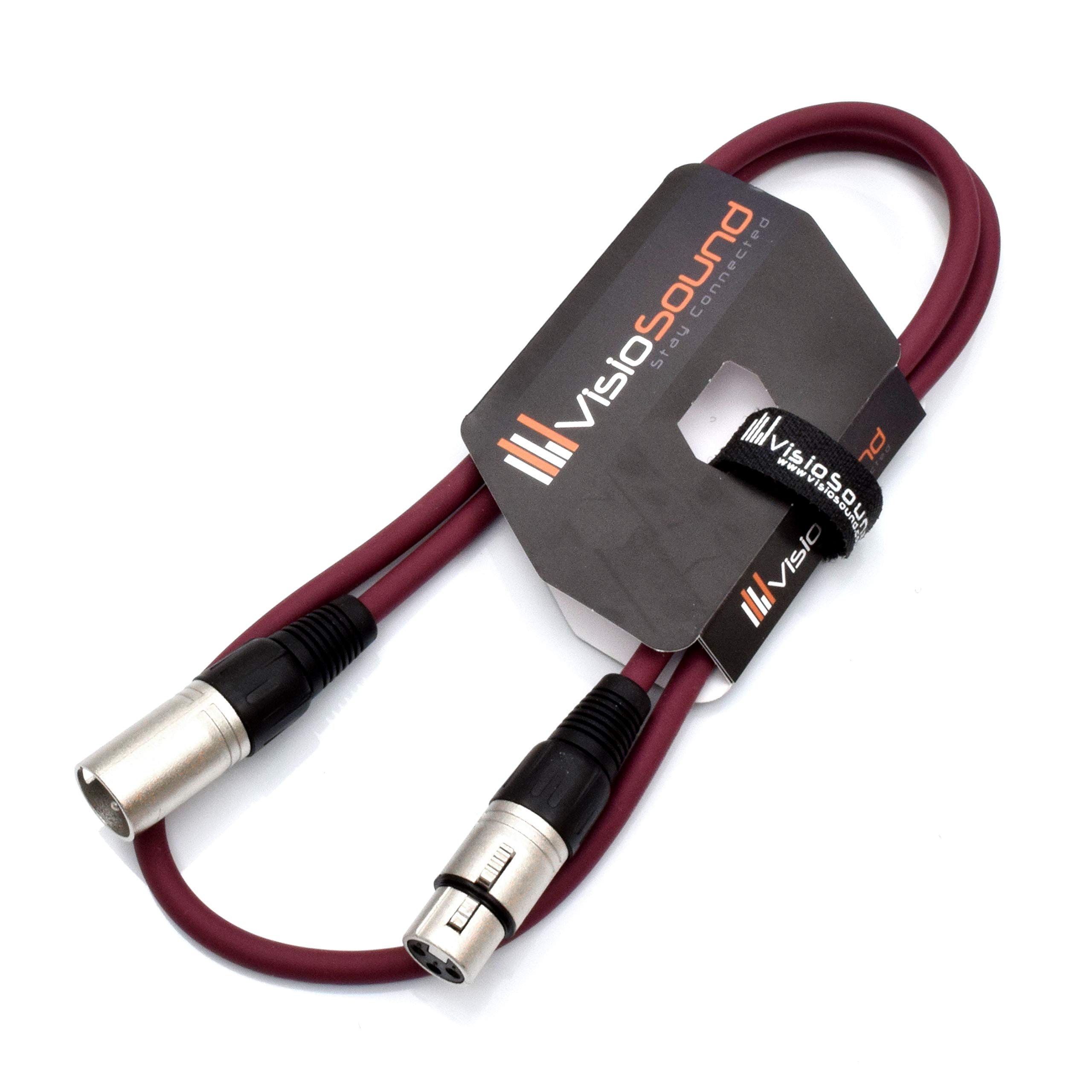 VisioSound Male to Female XLR Mic Lead/Balanced Microphone/Mic Patch Cable / 7 Colours (1m, Purple)