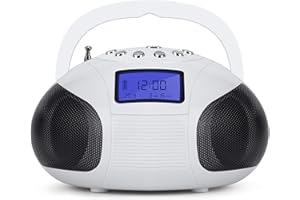 August SE20 – Mini Bluetooth MP3 Stereo – Portable Radio with Powerful Bluetooth Speaker- FM Alarm Clock Radio with Card Read