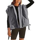 VATEAMI Women Oversized Fleece Vest Trendy Sleeveless Button Down Fuzzy Sherpa Jacket Winter Warm Outerwear Vest with Pockets