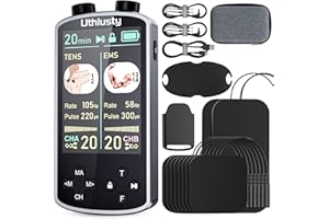 UTHLUSTY TENS Unit Muscle Stimulator with Color Display,Dual Channel TENS EMS Machine with Customizable Frequency&Pulse Width,36 Modes,20 Intensity Levels,Rechargeable Pain Relief Device–Black(Button Layout B)