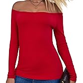 ACANI Off The Shoulder Tops for Women - Ribbed T-Shirt Basic Trendy Lightweight Shirts