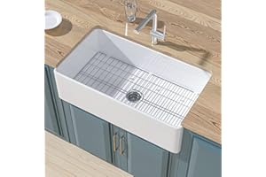 HOMLYLINK White Farmhouse Sink 36 x 20 Inch, Firecaly Apron Front Farm Sink, Extra Large Capacity Deep Single Bowl, Undermount, with Accessories 2 Types, Pure White, for Kitchen
