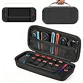Carrying Case with Tempered Glass Screen Protector for Nintendo Switch 2, 10 Game Cartridges and Large Capacity for Accessories, Portable Hard Shell Handheld Travel Protective Pouch