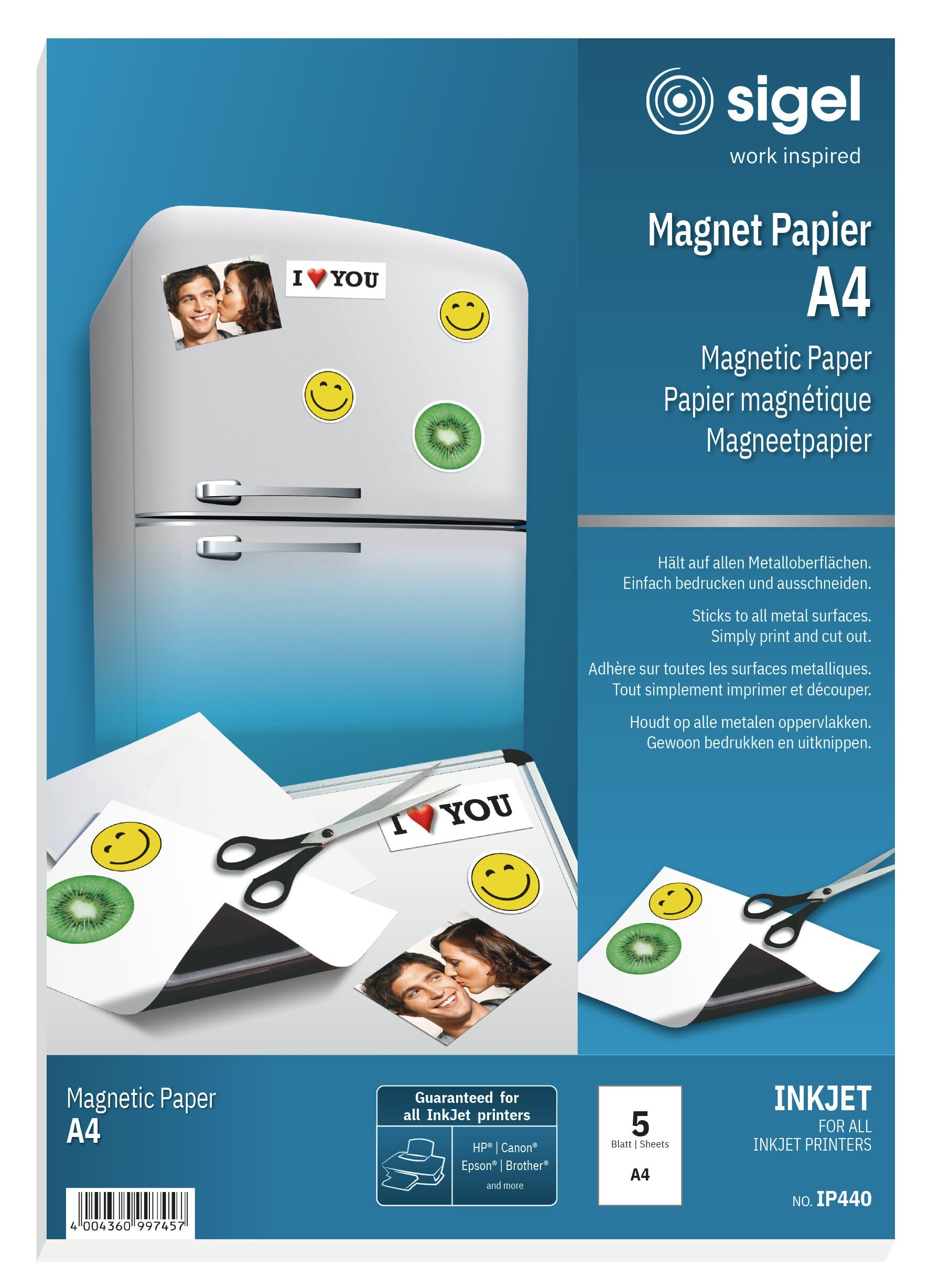 SIGEL IP440 Magnetic InkJet Paper, A4, 250 µ, 5 sheets