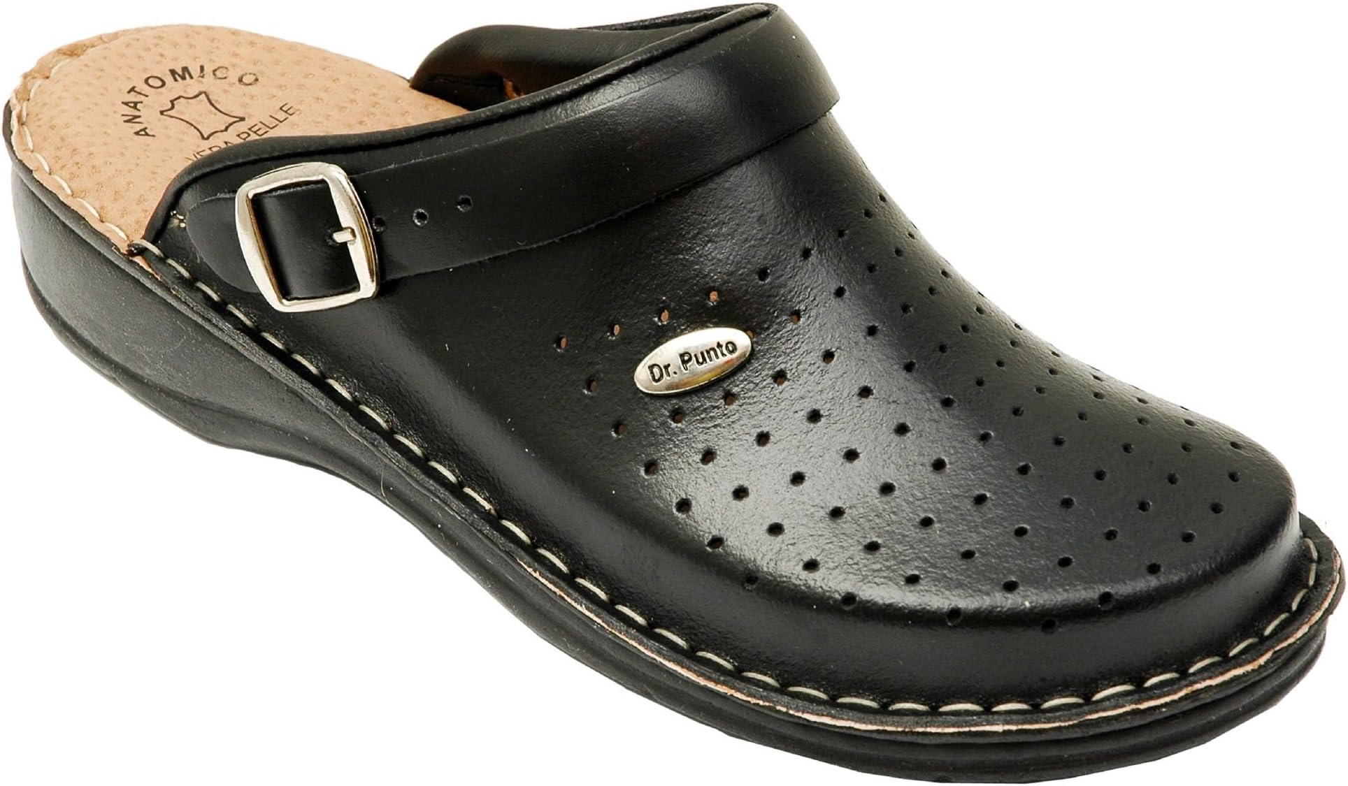 Dr Punto Rosso D53 Leather Slip-on Womens Ladies Mule Clogs Slippers Shoes