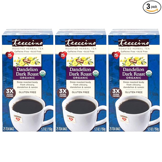 Amazon Com Teeccino Dandelion Tea Dark Roast Roasted Herbal