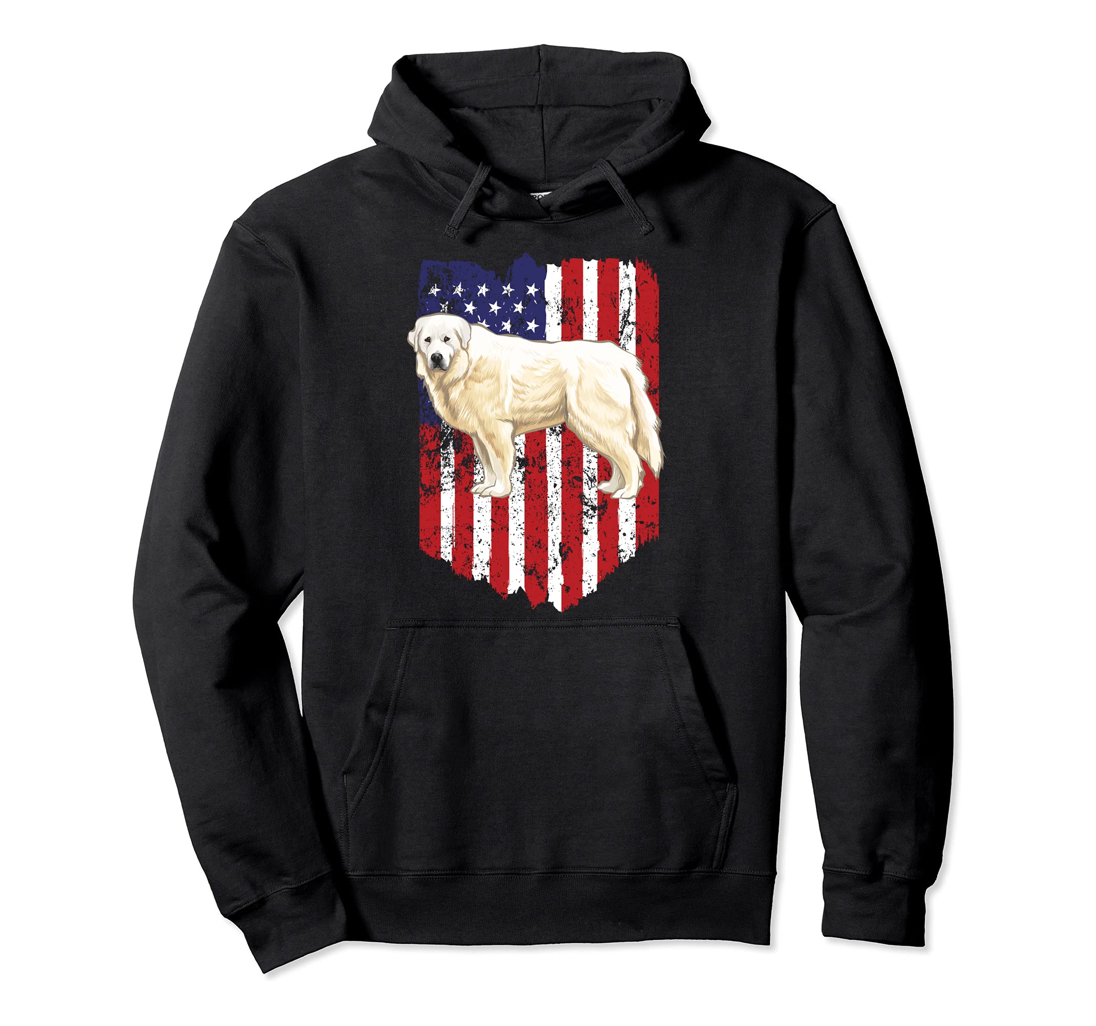 American Flag Great Pyrenee 4th Of July USA Pullover Hoodie