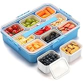 Snackle Box Container for Adults with 9 Compartment, Divided Serving Tray Snack Box Containers with Lid and Handle, Charcuterie Boxes Portable Snack Platter for Fruit Veggie Party Travel, Blue
