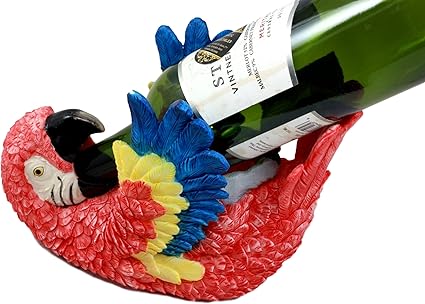 Ebros Gift Tropical Rainforest Scarlet Macaw Parrot Wine Bottle Holder Caddy Figurine 9 L Amazon Co Uk Kitchen Home