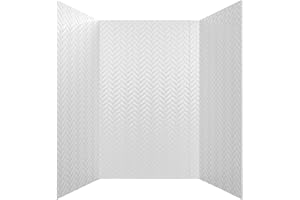From Plain To Beautiful In Hours 133-HERR-KIT Herringbone Tile Tub and Shower Wall Panels Surround, Gloss White, 96 Square Fe