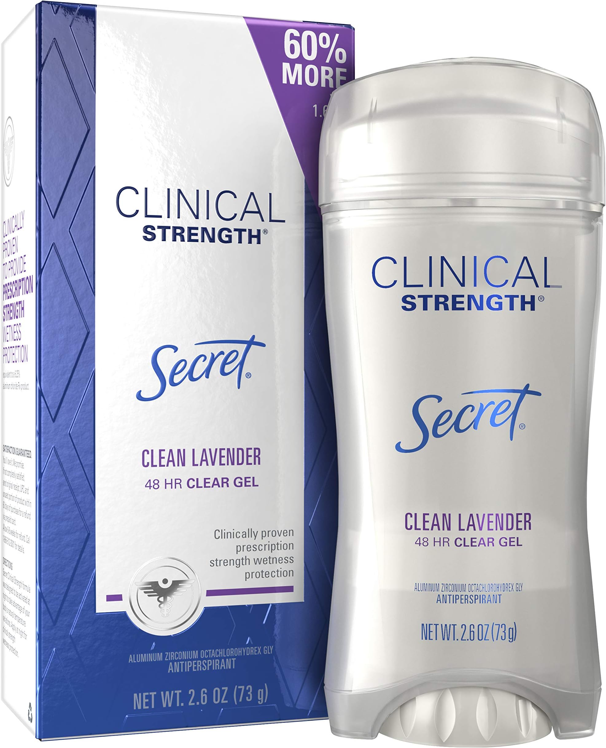 Secret Antiperspirant Clinical Strength Deodorant for Women, Clear Gel, Clean Lavender, 2.6 oz