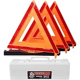 CARTMAN 3PK DOT Approved Foldable Road Safety Warning Triangles | Heavy weighted anti-tip base, high visibility reflect panels, fully compliant with US FMVSS 571.125 roadside safety rules