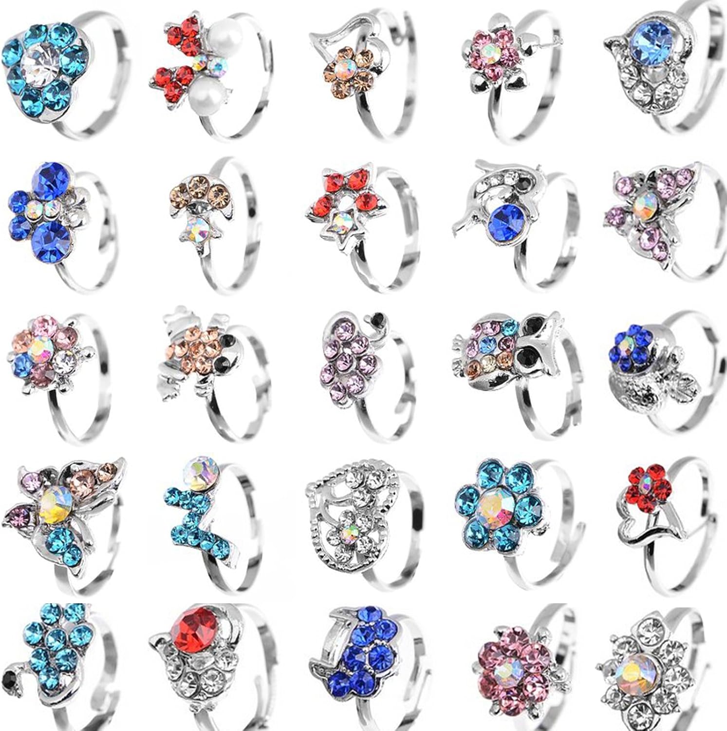 Yantu Children Kids Boys 20pcs Cute Crystal Adjustable Rings Jewelry Amazon Co Uk Jewellery