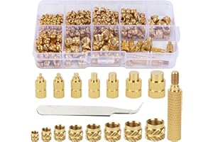 389Pcs Threaded Inserts, Heat-Set Threaded Inserts M2 M2.5 M3 M4 M5 M6 M8 Brass Heat Set Insert Metric Knurled Nuts Assortmen