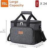Lifewit 15L Lunch Bag Insulated Cooler 24 Cans Dark Grey view 3
