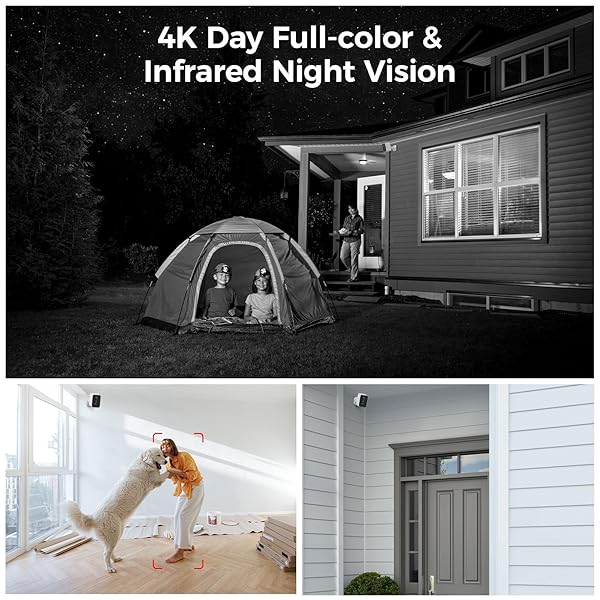 4K SECURITY CAMERAS WIRELESS OUTDOOR, BATTERY SECURITY CAMERA, 8MP COLOR NIGHT VISION, NO MONTHLY FEES, AI DETECTION, PIR DETECTION, ALEXA & GOOGLE ASSISTANT, EASY SETUP, 2.4 GHZ WI-FI, IP67