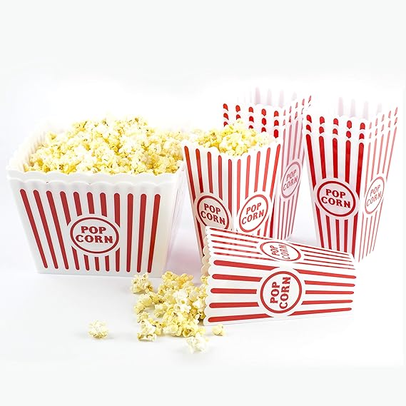 Plastic Popcorn Boxes Reusable Family Pack x 2 (pack of 10) Popcorn