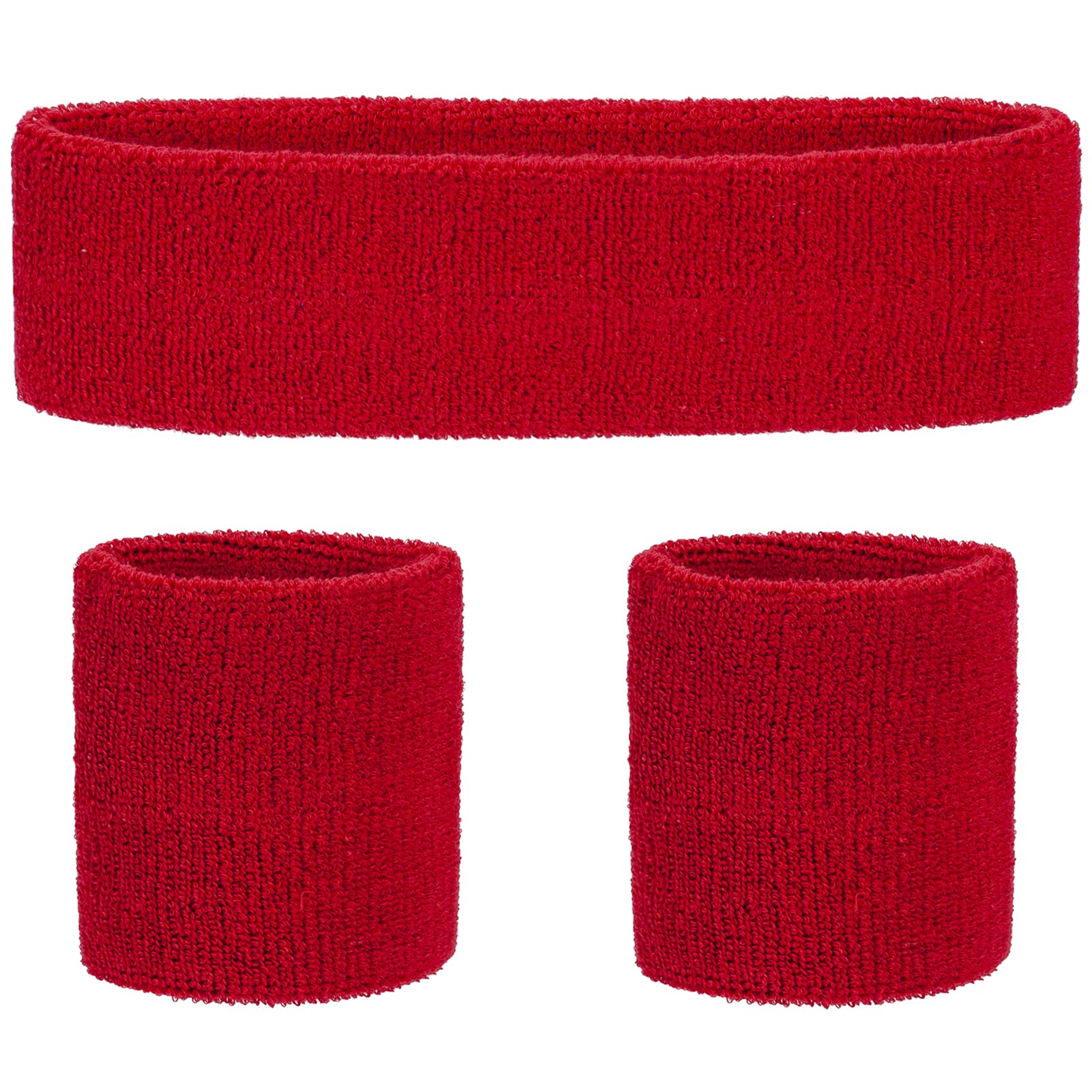 FACATH Striped Sweatband Set Sports Headband Wristband Set Terry Cloth Wristband Athletic Exercise Basketball Wrist Band Headbands Moisture Wicking Sweat Absorbing Cotton Stripped Sweat Band — image 1