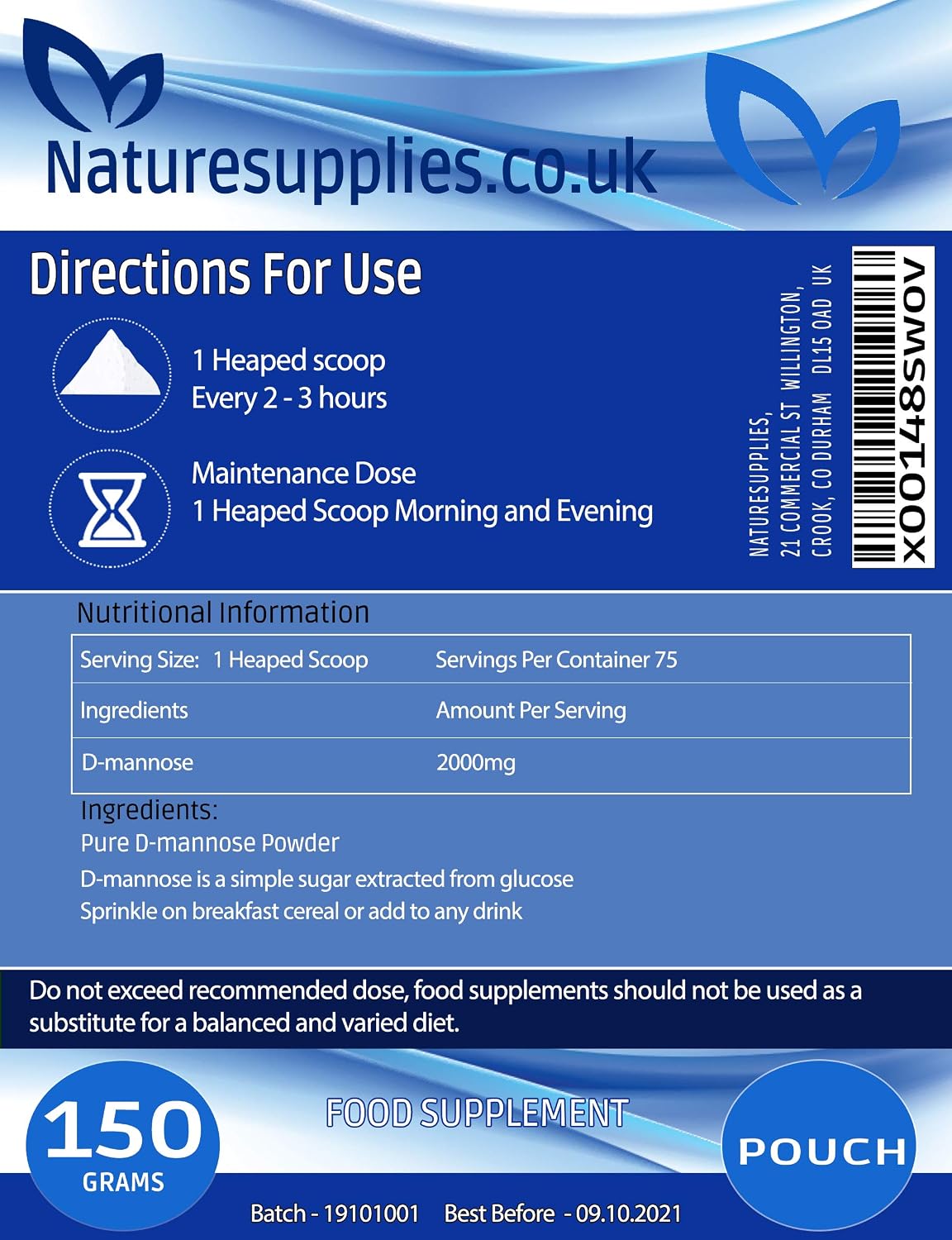 D Mannose Powder 150 g Pack, Pure D-Mannose for Natural Support, (NOT D Mannose Capsules or Tablets) GMO Free, Vegan Friendly - Image 4