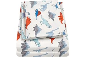 SWEET HOME COLLECTION 1500 Supreme Kids Bed Sheet Collection - Fun Colorful and Comfortable Boys and Girls Toddler Sheet Sets - Deep Pocket Wrinkle Free Soft and Cozy Bedding - Twin, Dinosaurs