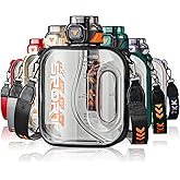 TKK Half Gallon Water Bottle Jug with Straw, Large Capacity Plastic Water Bottle, Dishwasher Safe, 1/2 Gallon 64 Oz, BPA Free Tritan for Gym, Yoga, Travel, Camping, Outdoor, Black