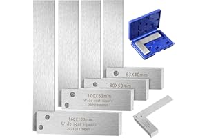 FRIENDA Machinist Square Set, 2", 3", 4" and 6" Squares Machinist Engineer Steel Benchmark Measure Tools High Precision 90 Degree Wide Base Tool L-Type Testing Measuring Tool