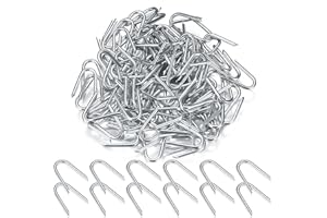 BJBJJIU Wire Fencing Staples, 200pcs U Shaped Nail, Fence Staples, Iron Galvanized U-Shaped Staples Fasteners Nails for Wire Mesh Woven Fencing Chicken Fence U Staples Nails