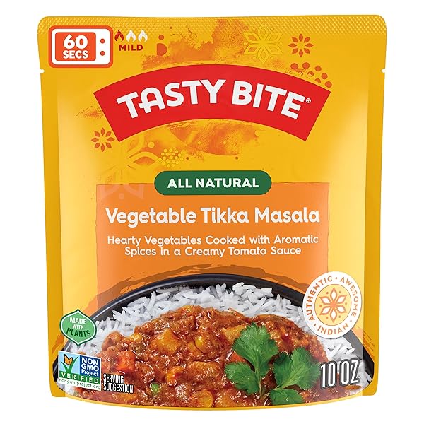 TASTY BITE VEGETABLE TIKKA MASALA, 10 OUNCE, PACK OF 6, READY TO EAT, MICROWAVABLE ENTREE, VEGETABLES SIMMERED WITH CASHEWS (PACKAGING MAY VARY)
