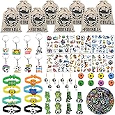 FEMBW 110-Pcs Soccer Party Favors Set for Kids – Birthday Goodie Bags with Mini Soccer Balls, Whistles, Slap & Silicone Bracelets, Keychains, Stickers & Toys