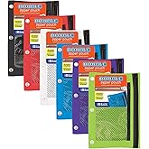 BAZIC PRODUCTS Pencil Pouch 3 Ring Binder Pouch w/Rivet Enforced Rings Holes, Assorted Color Mesh Window, Double Zipper Pouches 6-Pack