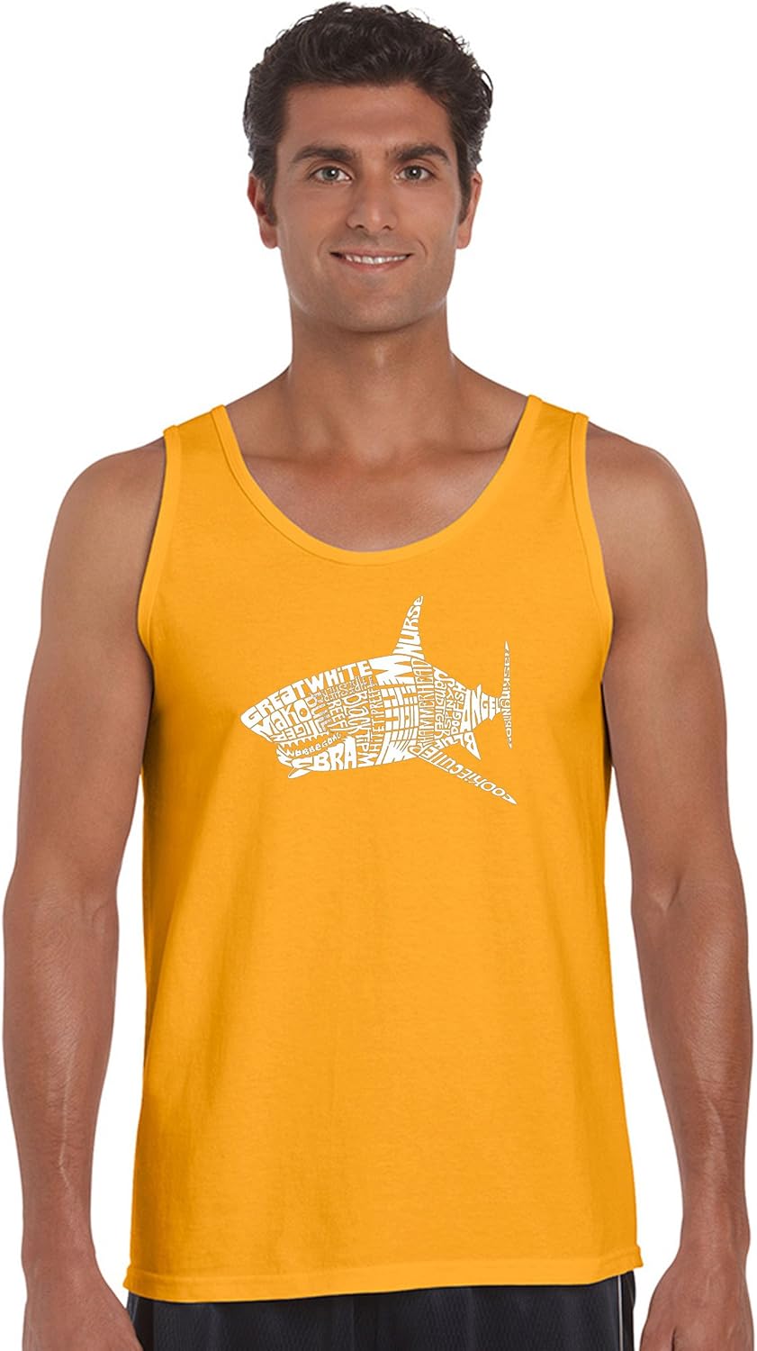 Men's Word Art Tank Top - Species of Shark- LA Pop Art