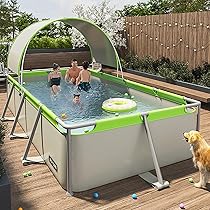 Foldable Pool, Round Frame Above Ground Swimming Pool, Adult