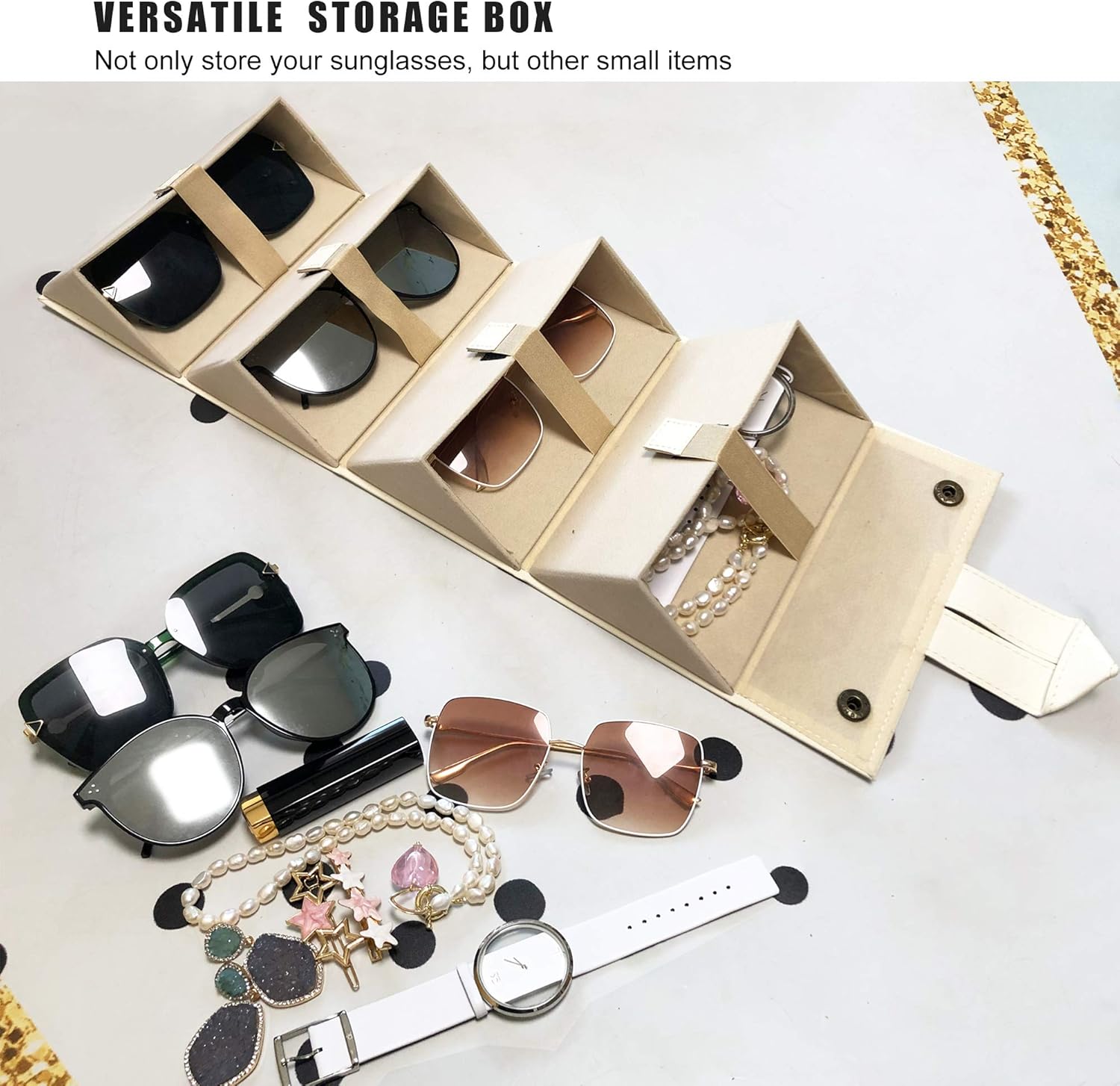 PU Eyeglasses Storage Case Box Multiple Hanging Eyewear Holder Display SMARTTOP 5-Slot Travel Sunglasses Organizer Collector
