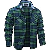MAGNIVIT Flannel Shirt for Men Cotton Long Sleeve Plaid Shirt Lightweight Button Up Checkered Shirt Jacket with 2 Pockets