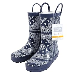 Hudson Baby Kids Rain Boots, Blue Bandana, 7 US