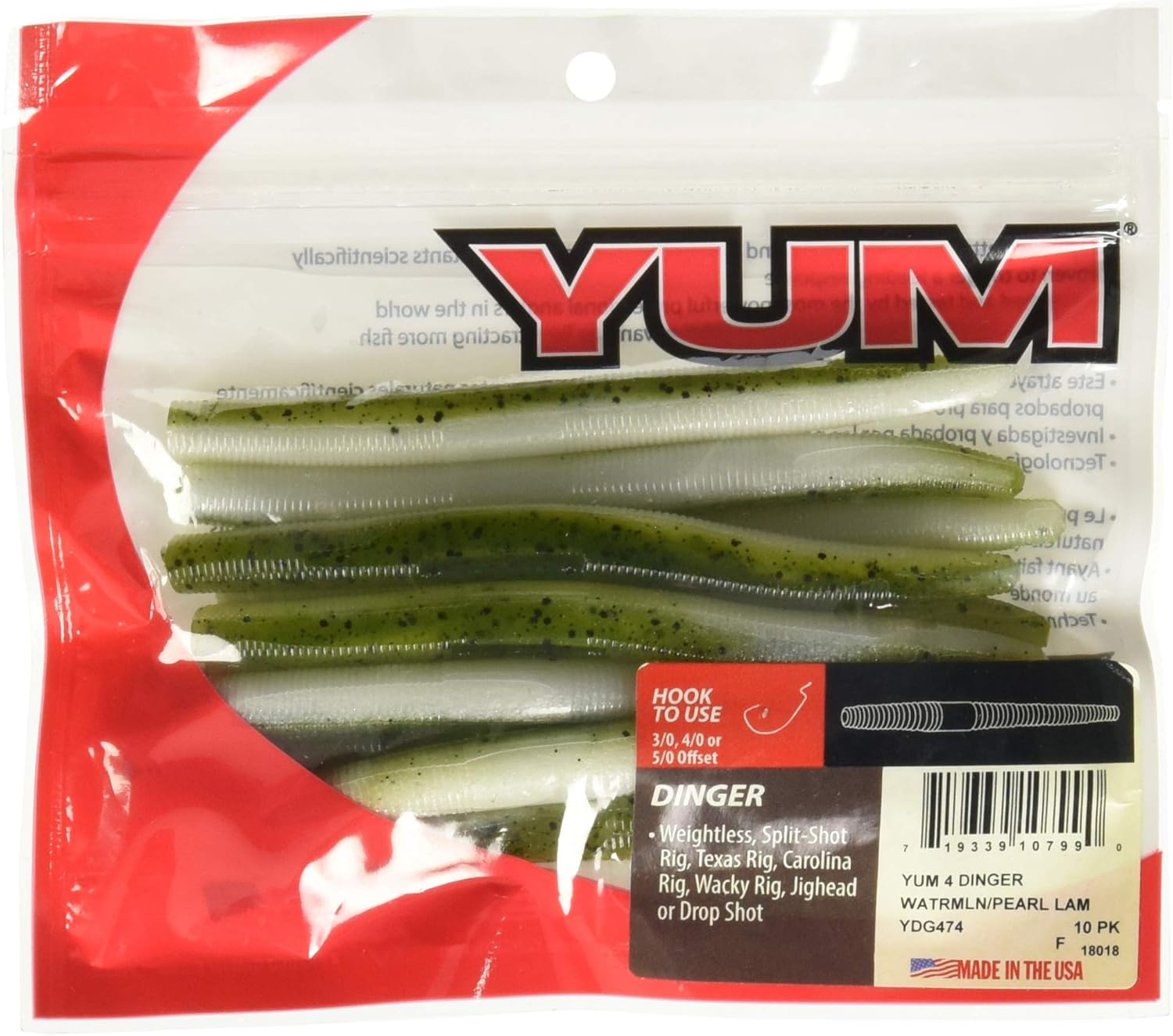 YUM DINGER 5" FISHING WORMS BAIT 12 COLORS Free Shipping FISHING LURES