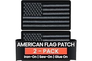 Laughing Lizards Black American Flag Patches (2-Pack) Iron On USA Patch Set of United States of America Flag, US Flag Patch, sew on for Hats, Clothing, Backpacks, and Accessories