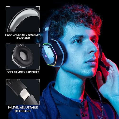 EKSA E1000 USB Gaming Headset for PC, Computer Headphones with
