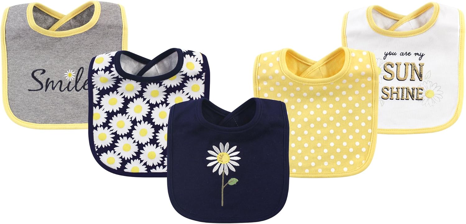 Hudson Baby Unisex Baby Cotton Bibs, Daisy, One Size: Baby