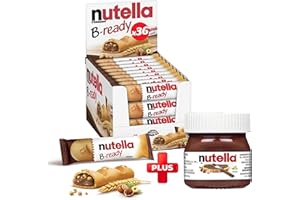 MELTINK B-Ready Crispy Wafer Bars - 36 Count + Bonus Mini Glass Jar (0.88 oz) - Delicious Nutella Spread with Hazelnut and Cocoa - Perfect Snack for Anytime and Anywhere - Bulk Pack