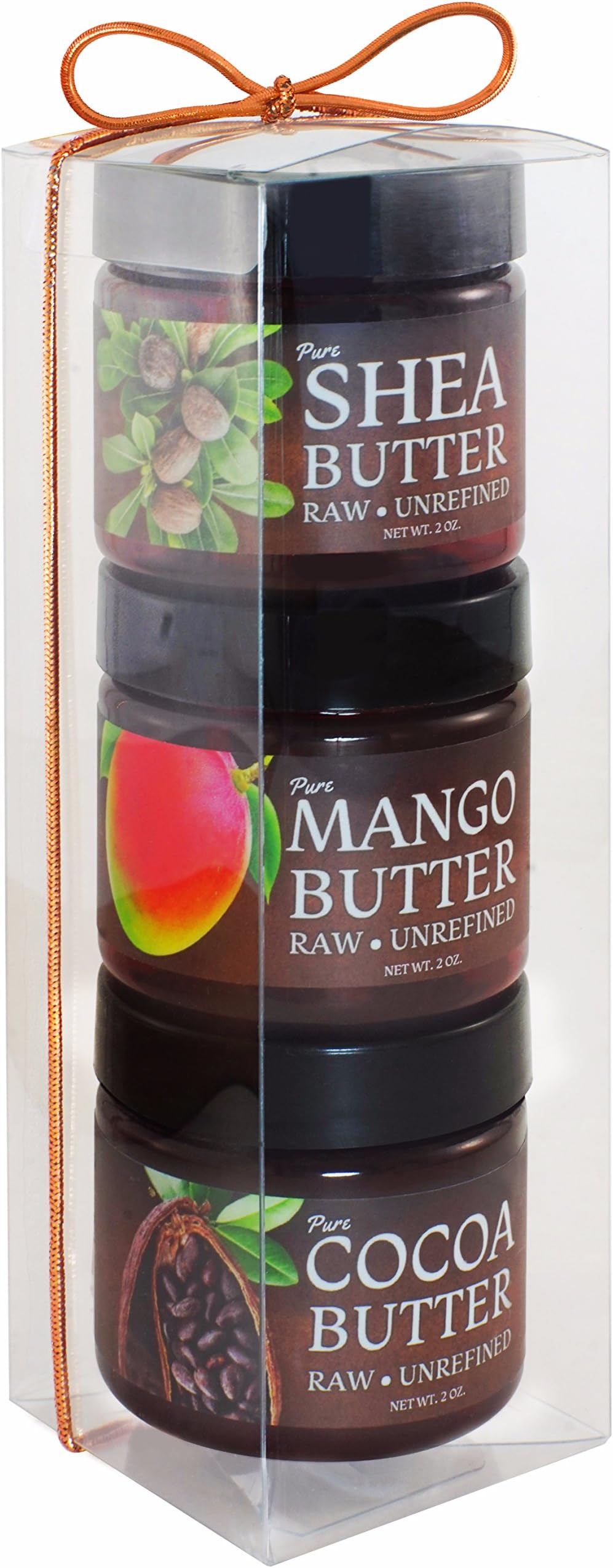 Shea, Mango, Cocoa Body Butter Sampler Gift Pack - Pure and Natural - Raw, Organic, Unrefined - Purse and Travel Size for on-the-go Moisturizer and Lip Balm Needs (2 ounce 3 pack)