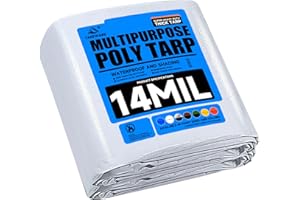 Tarpware 9'x12' White Heavy Duty Waterproof Full Size Tarp, Durable Poly Tarpaulin with Grommets&Reinforced Edges, UV Resistant Tarp Cover for Vehicle/Pool Cover/Boat/Tent/Construction site