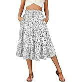 Berydress Midi Skirt for Women with Pockets 2025 High Waist A Line Casual Summer Boho Flowy Tiered Ruffle Beach Skirts