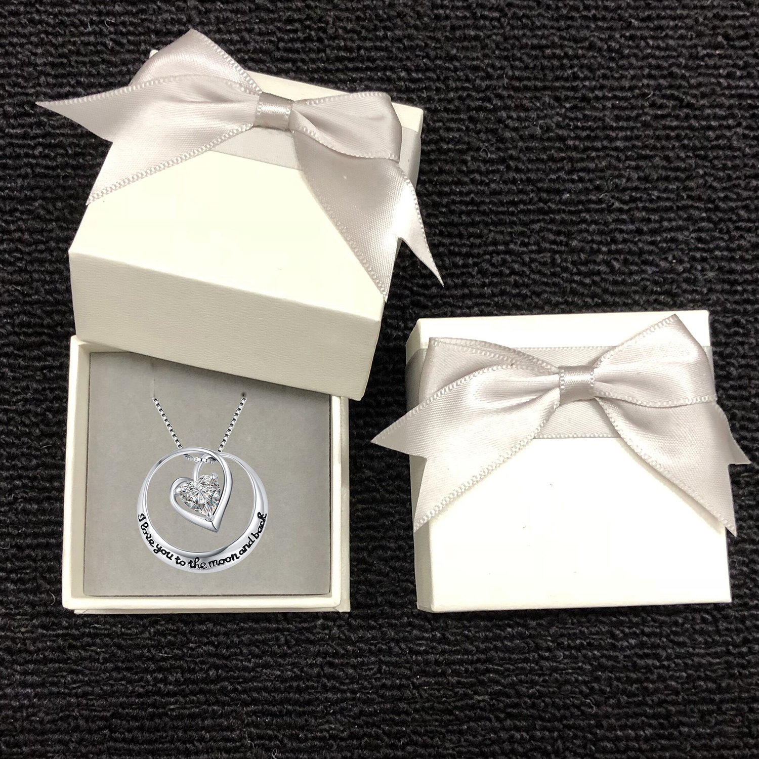 CEINTER Kette Damen Herzförmig Kreisförmig 925 Sterling Silber Damen Ketten Anhanger für Mode Frauen, Kette Silber 45cm