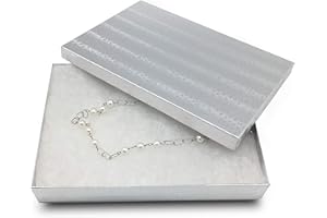 THEDISPLAYGUYS FOR YOUR MODERN LIVING TheDisplayGuys - 25-Pack #53 Kraft Paper Jewelry Boxes w. Cotton Padding - Silver Foil (5-3/8" x 3-7/8" x 1") - Gifting, Shipping, Retail